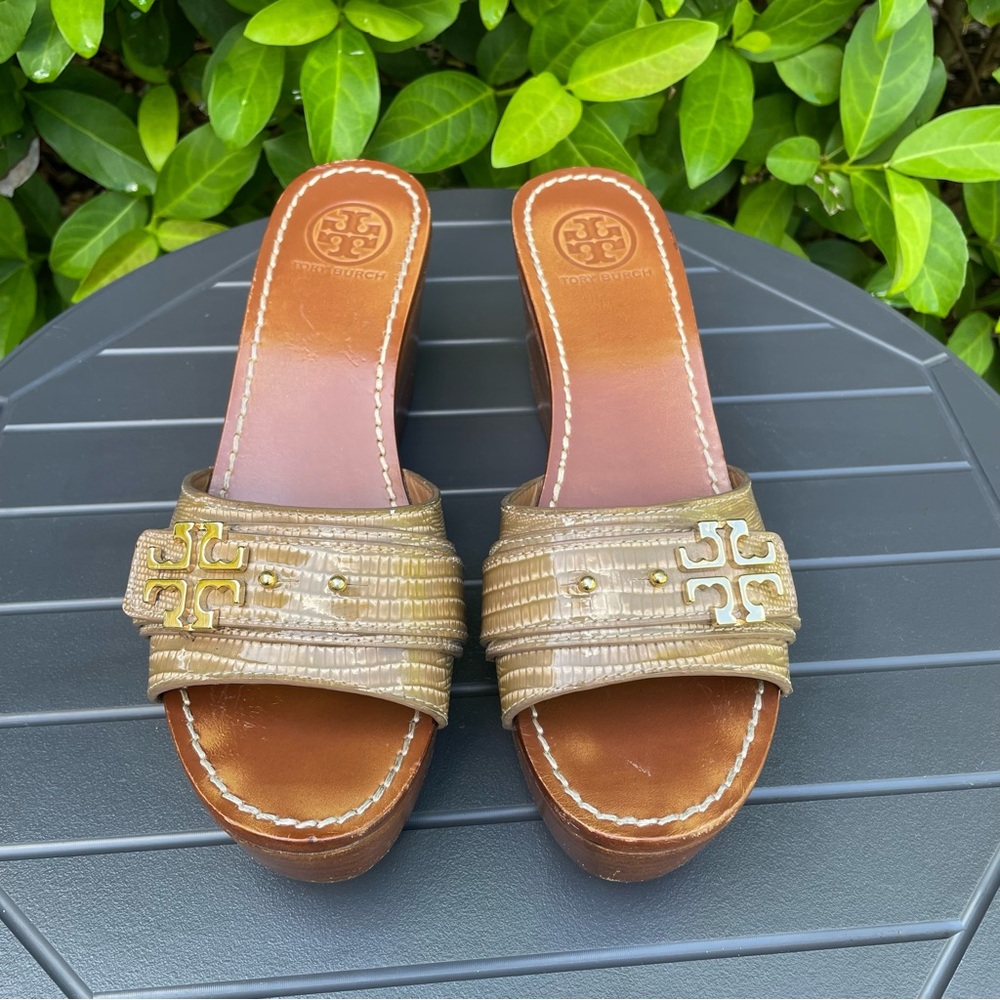 Tory Burch Elina Platform Wedge Sandals Size 9M